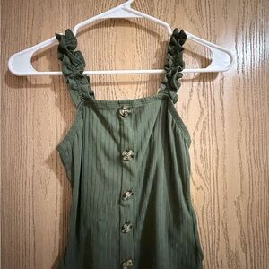 No Boundaries Olive Button-Front Camisole